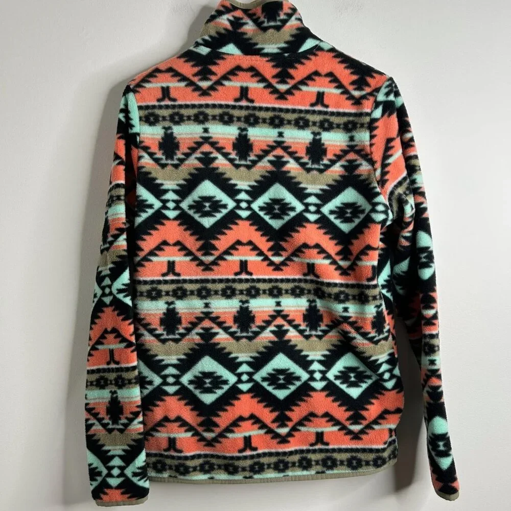 WESC‎ Jacket Mens Sm Womens M Moritz Aztec Fleece Full Zip Black Coral Western